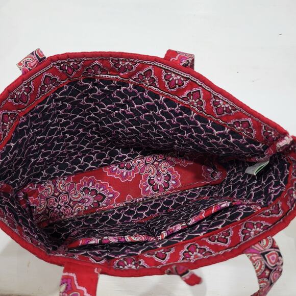 Vera Bradley Frankly Scarlet Tic Tac Toe Small Tote Toggle Closure Retired - Picture 6 of 10